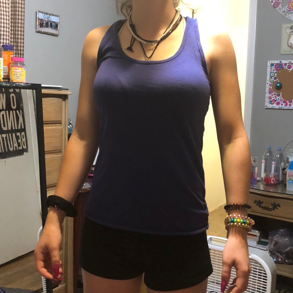 A purple tank top